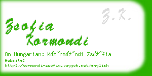 zsofia kormondi business card